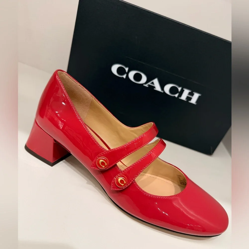 Coach Red Patent Leather Mary Jane Heels